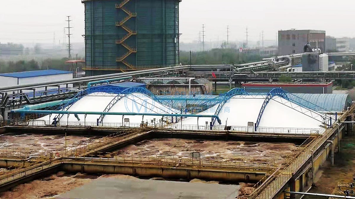 淄博鑫泰石化二沉池反吊膜封閉加蓋工程 淄博鑫泰石化二沉池反吊膜封閉加蓋工程